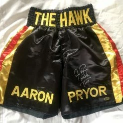 Iconsofboxing.com Aaron Pryor "The Hawk" Signed Authentic Autographed Custom Boxing Trunks