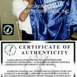 Iconsofboxing.com TOP FIGHTERS Alexis Arguello Signed Autographed Boxing Custom Rare Robe ASI Certified