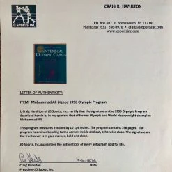 Iconsofboxing.com BOXING MEMORABILIA Muhammad Ali Signed Vintage Autographed Olympic Program Magazine