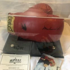 Iconsofboxing.com Muhammad Ali Autographed Red Everlast Old Vintage Boxing Gloves, Auction House TOP FIGHTERS