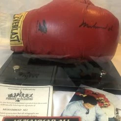 Iconsofboxing.com Muhammad Ali Autographed Red Everlast Old Vintage Boxing Gloves, Auction House TOP FIGHTERS