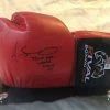 Iconsofboxing.com Amanda Serrano Rare Autographed Signed Rival Red/BLK Horizontal Boxing Gloves Display.