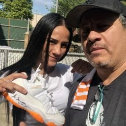 Iconsofboxing.com TOP FIGHTERS Amanda Serrano Signed Autographed Fight Vs Taylor Worn Sneakers Left Only.