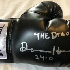 Iconsofboxing.com Devin Haney The Dream Autographed Black Boxing Glove Signed In Silver.