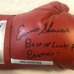 Iconsofboxing.com TOP FIGHTERS Earnie Shavers Signed Autographed Red Everlast Boxing Glove Rare! Photo Proof.