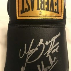 Iconsofboxing.com Erik Morales Vs. Marco Antonio Barrera Dual Autographed Black Boxing Glove In Silver Signature, PSA