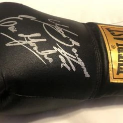 Iconsofboxing.com Erik Morales Vs. Marco Antonio Barrera Dual Autographed Black Boxing Glove In Silver Signature, PSA