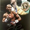 Iconsofboxing.com TOP FIGHTERS Floyd Mayweather Autographed/Signed 8x10 Belts Photo PSA Signed In Silver
