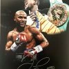 Iconsofboxing.com Floyd Mayweather Autographed/Signed 11X14 Belts Photo PSA Signed In Silver