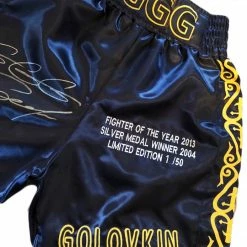 Iconsofboxing.com Autographed Gennady Golovkin Triple GGG Custom Print Boxing Trunks BOXING MEMORABILIA