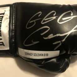 Iconsofboxing.com TOP FIGHTERS Gennady Golovkin Autographed GGG Everlast Black Boxing Glove In Silver Signature