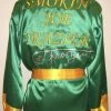 Iconsofboxing.com Joe Frazier Signed Autographed Rare Green Boxing Robe In Silver ASI Certified