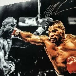 Iconsofboxing.com Mike Tyson/Buster Douglas Signed Tyson Knock Out 16x20 Photo- JSA W Auth *Blue