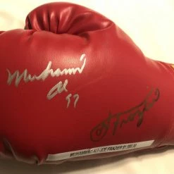 Iconsofboxing.com Muhammad Ali And Joe Frazier Autographed Vintage Everlast Red Boxing Glove SOP Certified