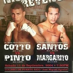 Iconsofboxing.com Miguel Cotto Dual Autographed Authentic Black 18x24 Signature Rare Fight Poster. TOP FIGHTERS