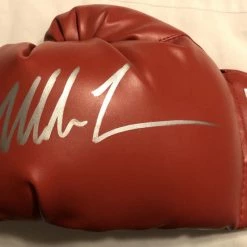 Iconsofboxing.com TOP FIGHTERS Mike Tyson Autographed Red Silver Everlast Boxing Glove JSA Certified
