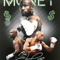 Iconsofboxing.com Floyd Mayweather Autographed/Signed 11X14 Money Photo PSA Signed In Silver TOP FIGHTERS