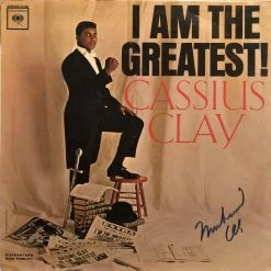 Iconsofboxing.com TOP FIGHTERS Muhammad Ali Autographed Rare Record Album Cover Hand Signed In Blue Ink With Photo Proof