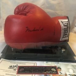 Iconsofboxing.com Muhammad Ali Autographed Red Everlast Old Vintage Boxing Gloves