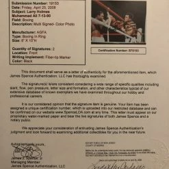 Iconsofboxing.com TOP FIGHTERS Muhammad Ali Vs Larry Holmes Dual Signed JSA 8x10 Boxing Photo Rare Autographed