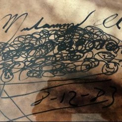 Iconsofboxing.com Muhammad Ali Signed Rare 1 Of 1 Piece HUGE Size B/W Photo Sketch And Dated. BOXING MEMORABILIA