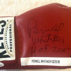 Iconsofboxing.com Pernell Whitaker Signed Red Rare Reyes Boxing Glove Signed HOF 2007,