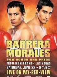 Iconsofboxing.com Erik Morales Vs. Marco Antonio Barrera Dual Autographed Black Boxing Glove In Silver Signature, PSA