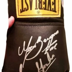 Iconsofboxing.com Erik Morales Vs. Marco Antonio Barrera Dual Autographed Black Boxing Glove In Silver Signature, PSA