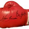 Iconsofboxing.com BOXING MEMORABILIA Erik Morales Vs. Marco Antonio Barrera Dual Autographed Red Boxing Glove In Black Signature, PSA
