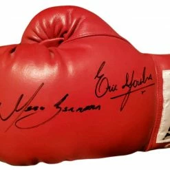 Iconsofboxing.com BOXING MEMORABILIA Erik Morales Vs. Marco Antonio Barrera Dual Autographed Red Boxing Glove In Black Signature, PSA