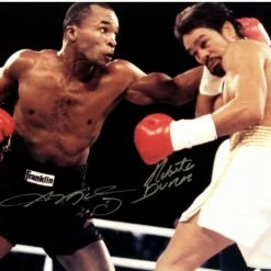 Iconsofboxing.com Sugar Ray Leonard Vs. Roberto Duran Dual Signed 16x20 Photo (ASI COA) TOP FIGHTERS