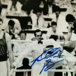 Iconsofboxing.com TOP FIGHTERS Riddick Bowe Signed 8x10 Photo 88 Olympics Semifinals Victory Over Russian JSA