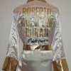 Iconsofboxing.com TOP FIGHTERS Roberto Duran Custom Boxing Robe Autographed In Black Signature Dual Certified