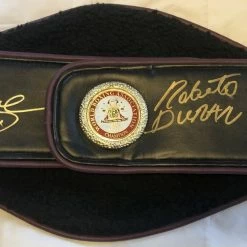 Iconsofboxing.com TOP FIGHTERS Roberto Duran & Sugar Ray Leonard Autographed WBA Championship Full Size Belt