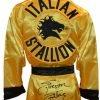 Iconsofboxing.com Sylvester Stallone Autographed ROCKY III Italian Stallion Boxing Robe ASI Certified TOP FIGHTERS