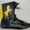 Iconsofboxing.com TOP FIGHTERS Sylvester Stallone Hand Signed Autographed Black / Yellow Boxing Shoe OA COA