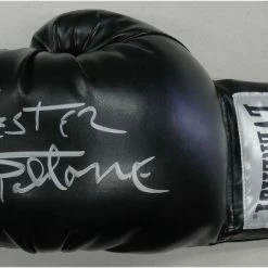 Iconsofboxing.com TOP FIGHTERS Sylvester Stallone Hand Signed Autographed Black Everlast Boxing Glove OA COA