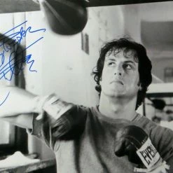 Iconsofboxing.com TOP FIGHTERS Sylvester Stallone Signed Autographed 16X20 Photo Rocky B/W Speedbag OA