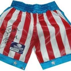 Iconsofboxing.com Sylvester Stallone Signed Autographed USA Boxing Shorts Trunks Rocky OA TOP FIGHTERS