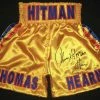 Iconsofboxing.com Tommy "Hitman" Hearns Signed Boxing Trunks (ASI COA) TOP FIGHTERS