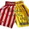 Iconsofboxing.com Sugar Ray Leonard And Tommy Hearns Custom Boxing Trunks Autographed In Black Signature