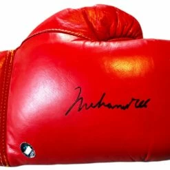 Iconsofboxing.com BOXING MEMORABILIA Muhammad Ali And Joe Frazier Autographed Vintage Everlast Red Boxing Gloves Superstar Greetings Certified