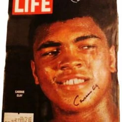 Iconsofboxing.com Cassius Clay Super Rare Life Magzine Autographed Twice And Dual OA Authenticated BOXING MEMORABILIA