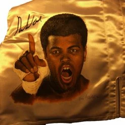 Iconsofboxing.com Muhammad Ali Signed Autographed Custom Painted Boxing Trunks BOXING MEMORABILIA