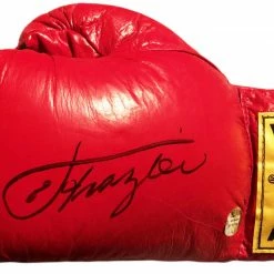 Iconsofboxing.com BOXING MEMORABILIA Muhammad Ali And Joe Frazier Autographed Vintage Everlast Red Boxing Gloves Superstar Greetings Certified