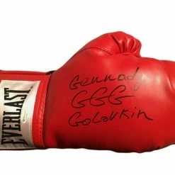 Iconsofboxing.com BOXING MEMORABILIA Boxer Gennady Golovkin Autographed Everlast Gold Boxing Glove In Black Signature