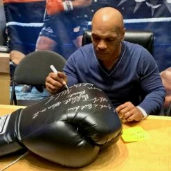 Iconsofboxing.com Mike Tyson Autographed Huge 22 Inch Title Boxing Glove Photo Proof