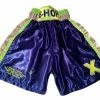 Iconsofboxing.com BOXING MEMORABILIA Bernard Hopkins Silver Autographed Custom Made Green/purple Boxing Trunks