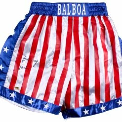 Iconsofboxing.com Burt Young Signed "Rocky" Boxing Trunks Inscribed "Paulie" (MAB Hologram)