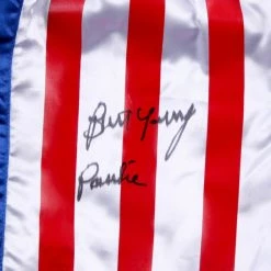 Iconsofboxing.com Burt Young Signed "Rocky" Boxing Trunks Inscribed "Paulie" (MAB Hologram)